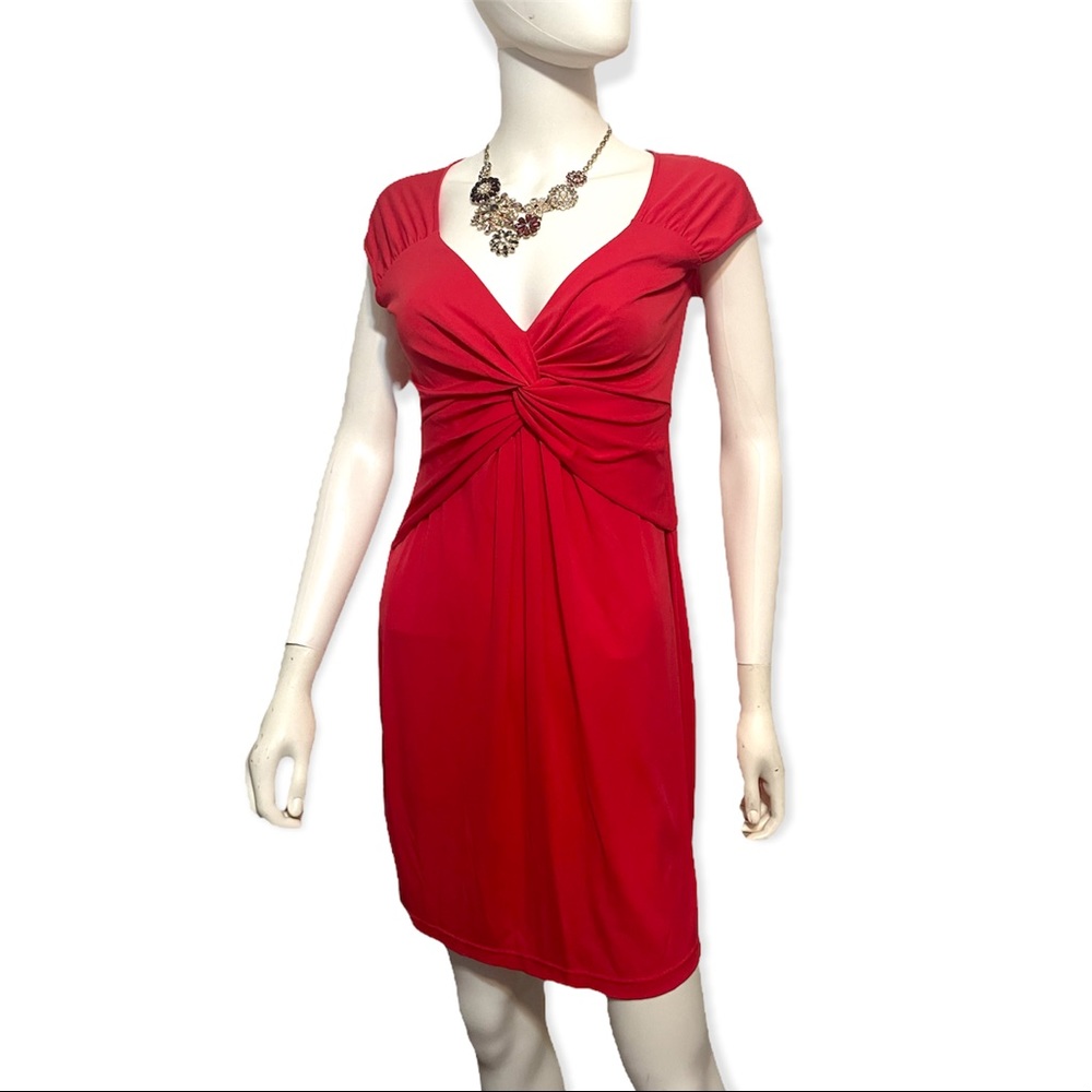 BCBGMaxAzria a Red cap sleeve twist front dress